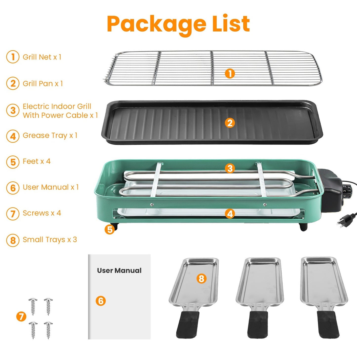 1Pc 2000W Electric Indoor Grill 2 In 1