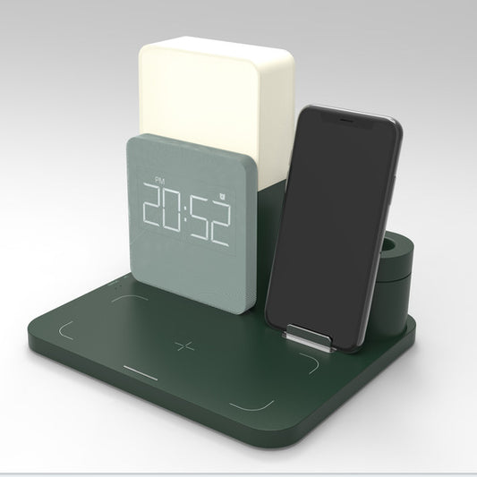 3 In 1 Clock Night Light Qi Wireless Charger Stand Fast Charging Station For IPhone Watch Airpod