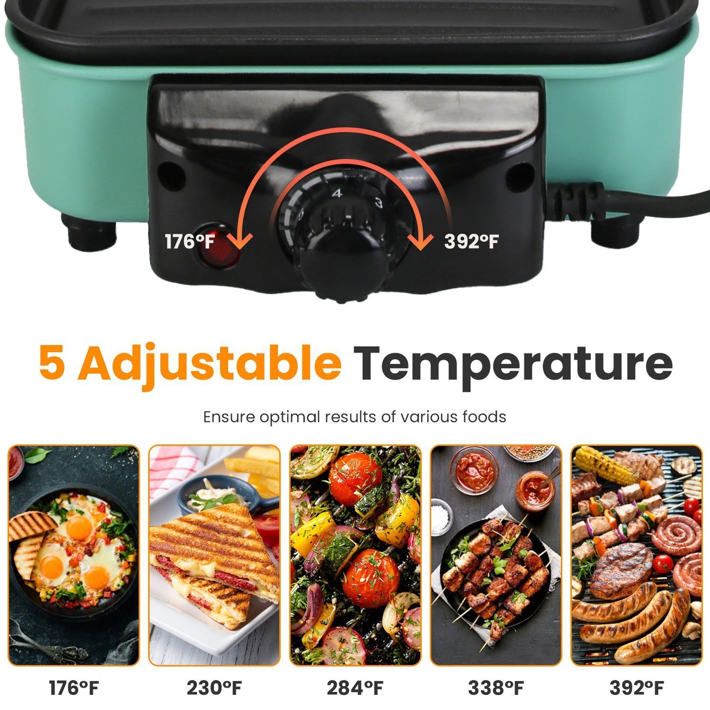 1Pc 2000W Electric Indoor Grill 2 In 1