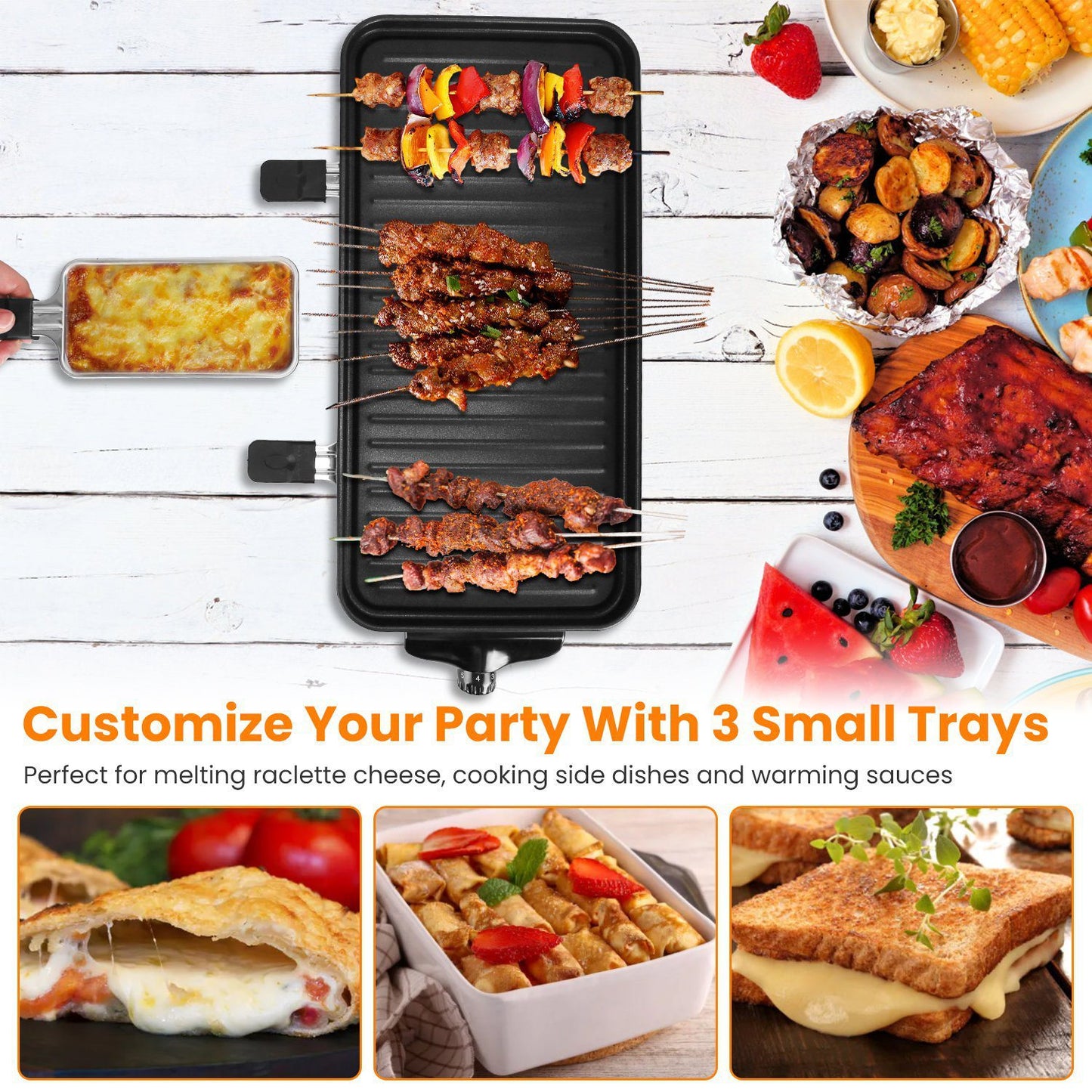 1Pc 2000W Electric Indoor Grill 2 In 1