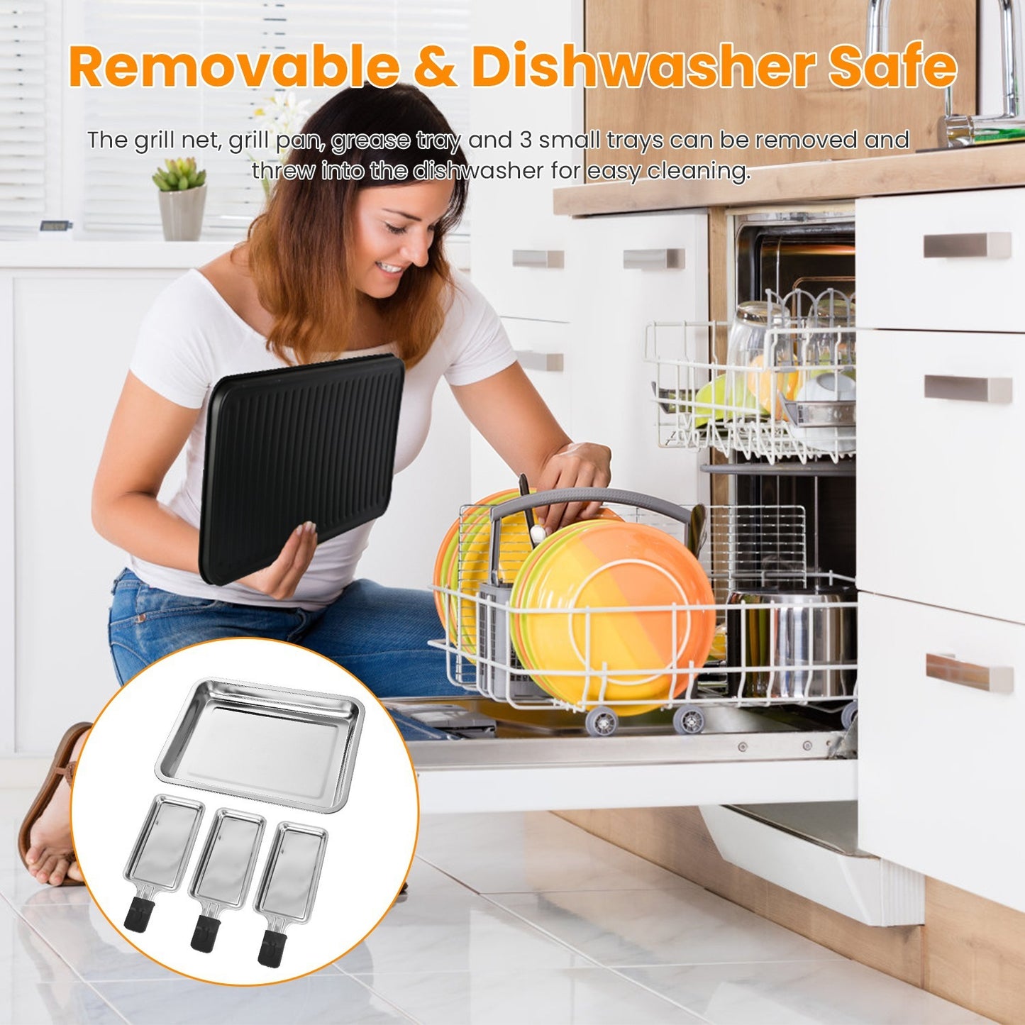 1Pc 2000W Electric Indoor Grill 2 In 1