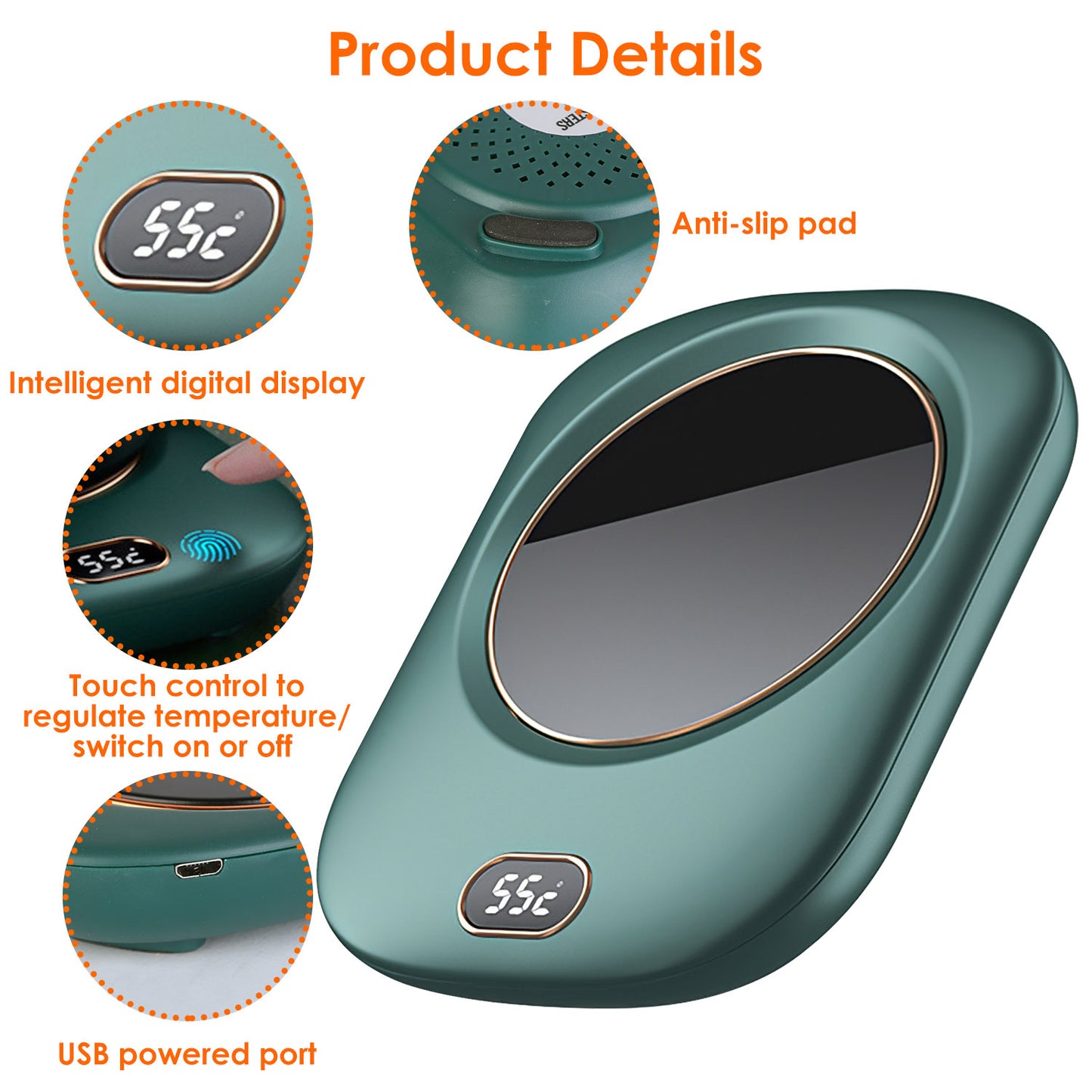 3 Color Options -- 1Pc Electric Coffee Mug Warmer For Desk Auto Shut Off USB Tea Milk Beverage Cup Heater Heating Plate For Office Home 3 Temperature Setting